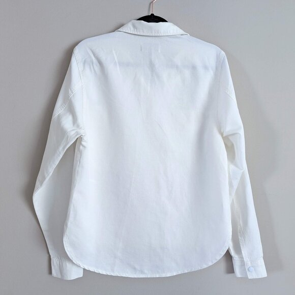 Triarchy Women's White Long Sleeve Shirt Oversized Organic Cotton Blend Size S - Picture 2 of 7